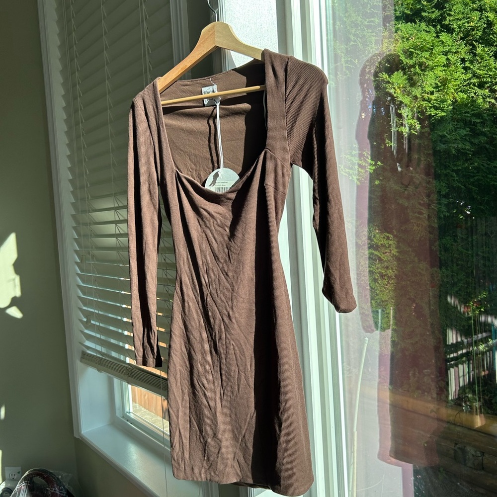 NEW princess polly long sleeve NOLAN MINI DRESS BROWN